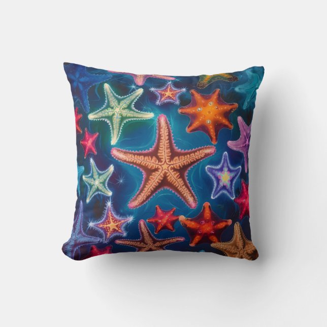 Niedlicher, lustiger, farbiger Starfish im Meer Kissen (Vorderseite)