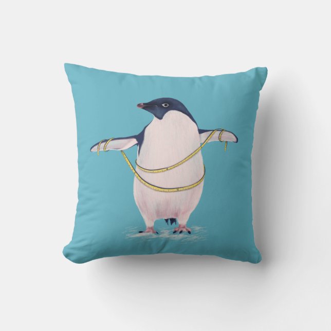 Niedlicher lustiger fetter Penguin auf Diät Kissen (Vorderseite)
