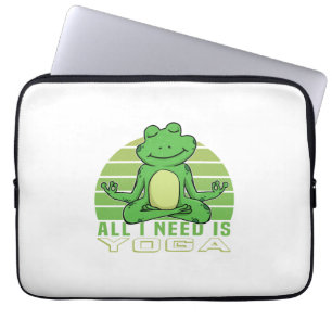 Niedlicher lustiger Frosch beim Yoga. lustige Yoga Laptopschutzhülle