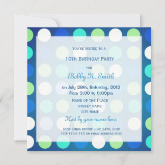 Niedlicher, lustiger, glücklicher, blauer Polka ha Einladung