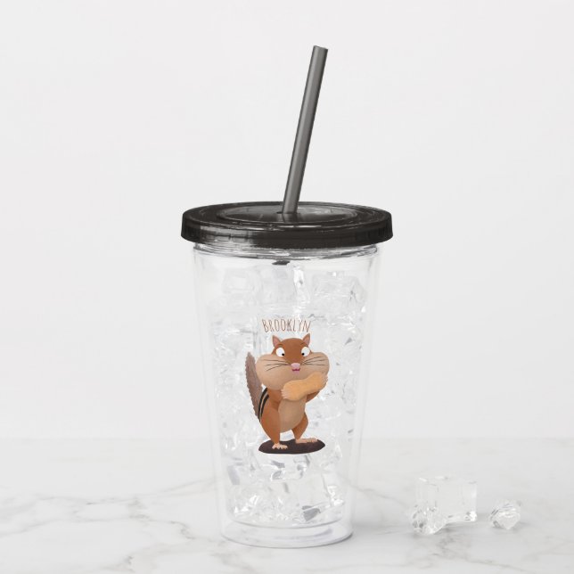 Niedlicher lustiger großer Wangen-Chipmunk-Cartoon Acryltrinkbecher (Rückseite Ice)