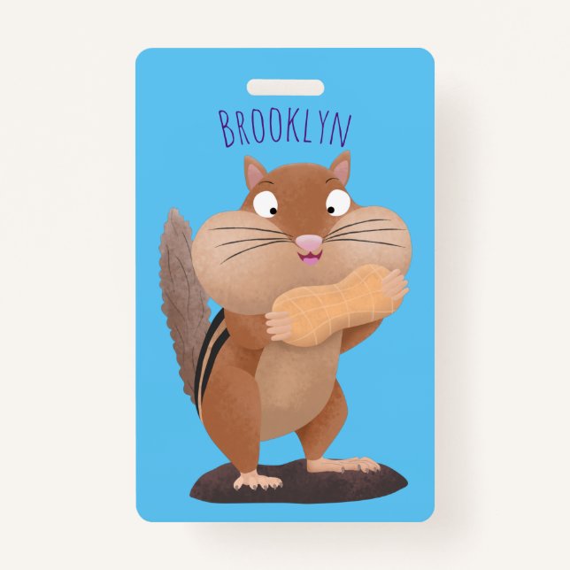 Niedlicher lustiger großer Wangen-Chipmunk-Cartoon Ausweis (Vorderseite)