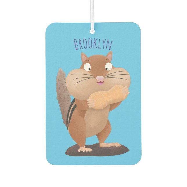 Niedlicher lustiger großer Wangen-Chipmunk-Cartoon Autolufterfrischer (Vorderseite)