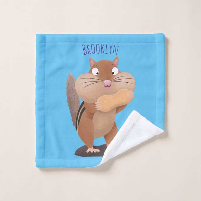 Niedlicher lustiger großer Wangen-Chipmunk-Cartoon Badhandtuch Set (Waschlappen)