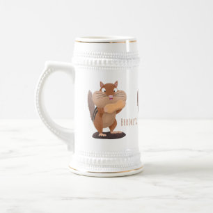 Niedlicher lustiger großer Wangen-Chipmunk-Cartoon Bierglas