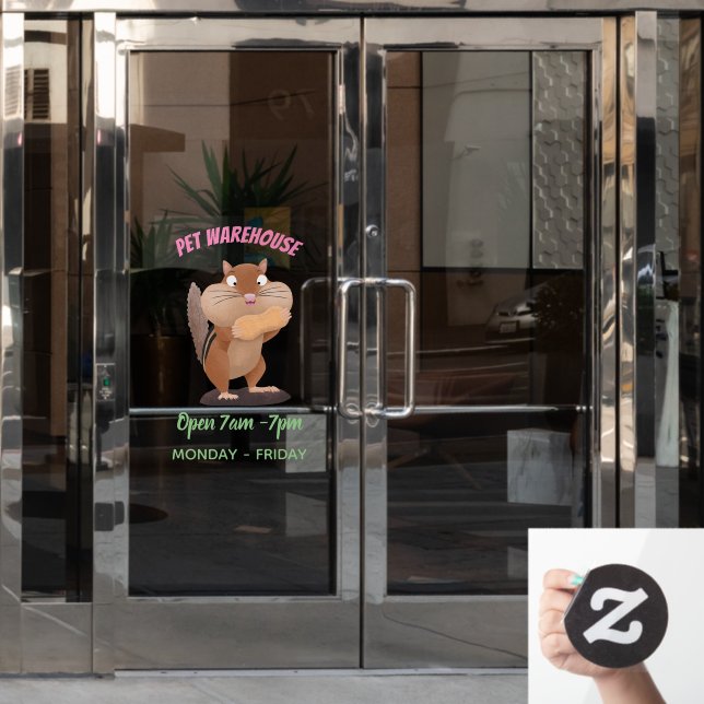 Niedlicher lustiger großer Wangen-Chipmunk-Cartoon Fensteraufkleber (Büro Tür)