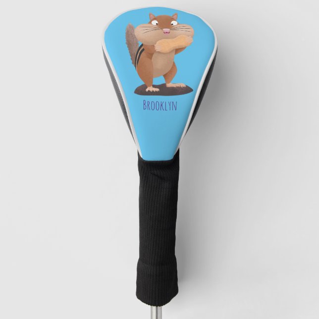 Niedlicher lustiger großer Wangen-Chipmunk-Cartoon Golf Headcover (Vorderseite)