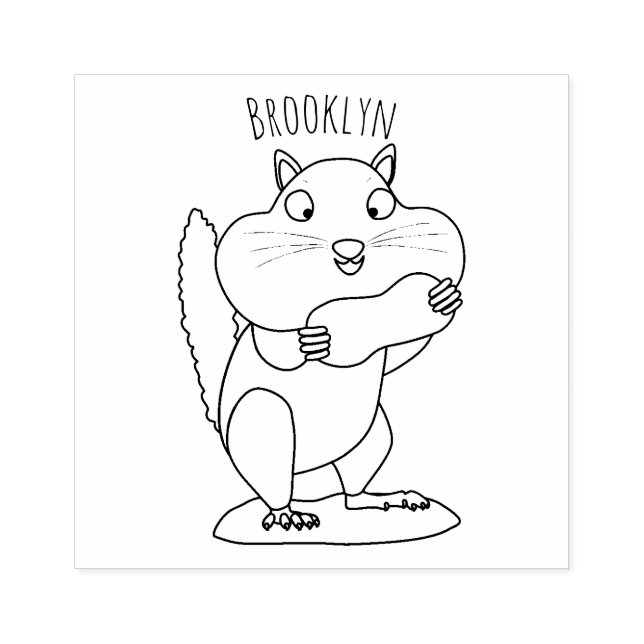 Niedlicher lustiger großer Wangen-Chipmunk-Cartoon Gummistempel (Prägung)
