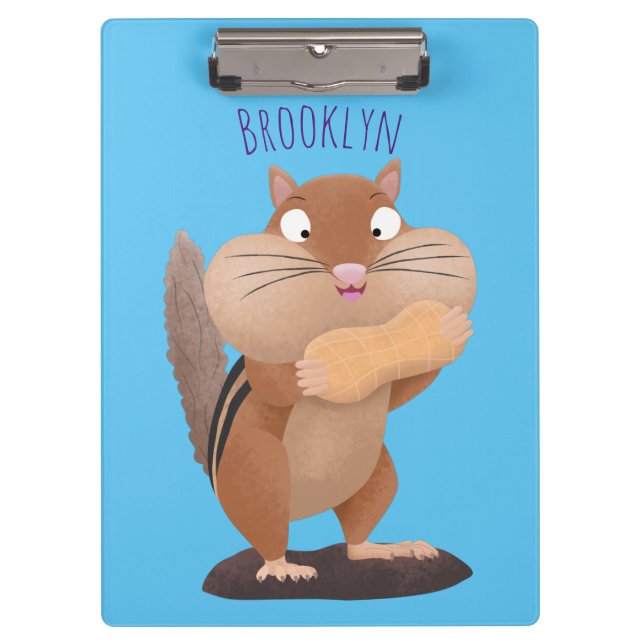 Niedlicher lustiger großer Wangen-Chipmunk-Cartoon Klemmbrett (Vorderseite)