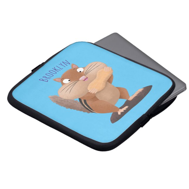 Niedlicher lustiger großer Wangen-Chipmunk-Cartoon Laptopschutzhülle (Vorne Oben)