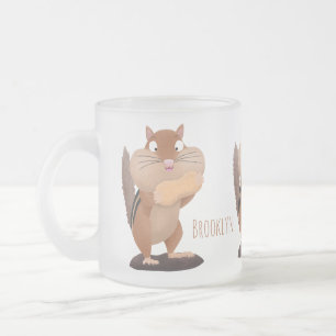 Niedlicher lustiger großer Wangen-Chipmunk-Cartoon Mattglastasse