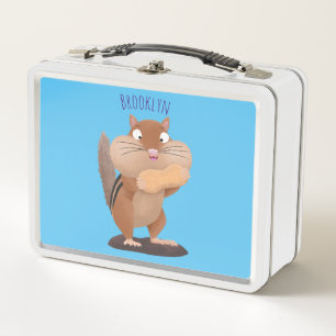 Niedlicher lustiger großer Wangen-Chipmunk-Cartoon Metall Brotdose