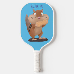 Niedlicher lustiger großer Wangen-Chipmunk-Cartoon Pickleball Schläger