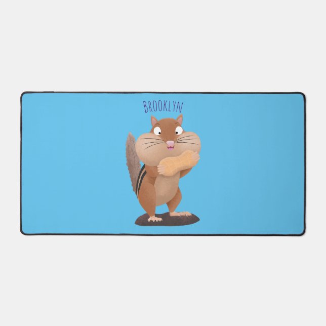 Niedlicher lustiger großer Wangen-Chipmunk-Cartoon Schreibtischunterlage (Vorderseite)