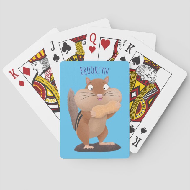 Niedlicher lustiger großer Wangen-Chipmunk-Cartoon Spielkarten (Rückseite)