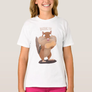 Niedlicher lustiger großer Wangen-Chipmunk-Cartoon T-Shirt