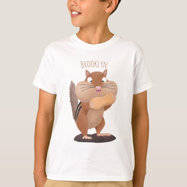 Niedlicher lustiger großer Wangen-Chipmunk-Cartoon T-Shirt (Vorderseite)