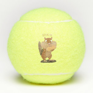 Niedlicher lustiger großer Wangen-Chipmunk-Cartoon Tennisbälle
