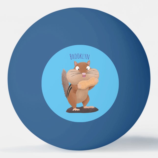Niedlicher lustiger großer Wangen-Chipmunk-Cartoon Tischtennisball (Vorderseite)