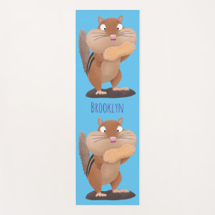 Niedlicher lustiger großer Wangen-Chipmunk-Cartoon Yogamatte