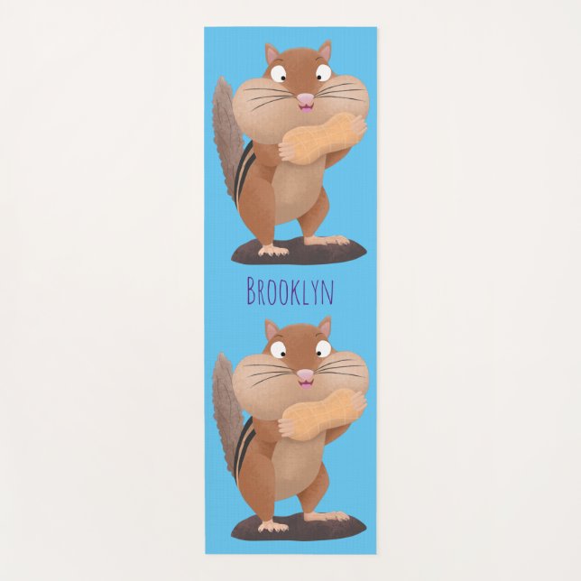 Niedlicher lustiger großer Wangen-Chipmunk-Cartoon Yogamatte (Vorderseite)