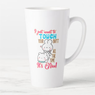 Niedlicher lustiger Hase, ich will einfach nur dei Milchtasse