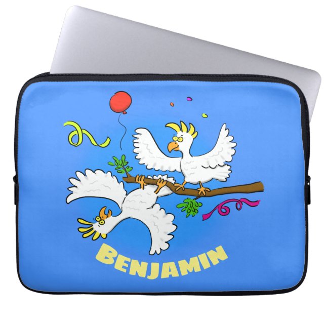 Niedlicher, lustiger Kakadavögel Party Cartoon Laptopschutzhülle (Vorderseite)