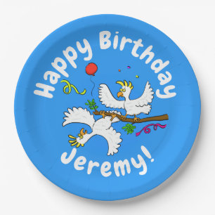 Niedlicher, lustiger Kakadavögel Party Cartoon Pappteller