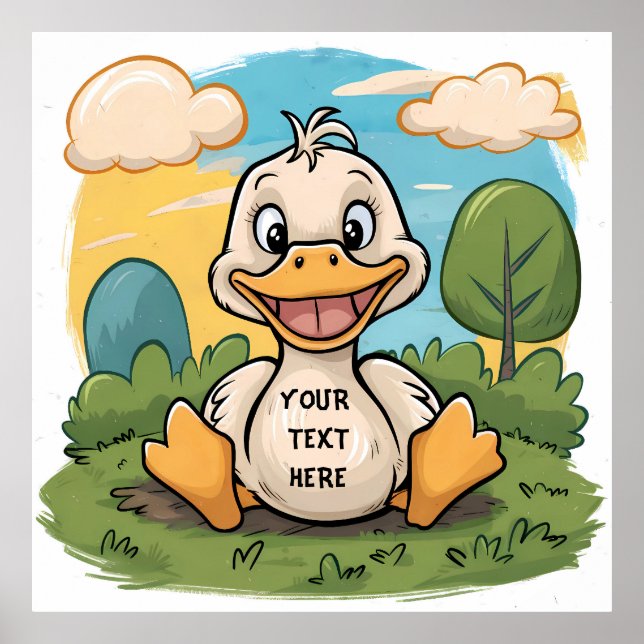 Niedlicher lustiger kleiner Cartoon-Ente fröhliche Poster (Vorne)