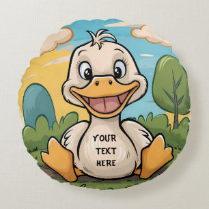 Niedlicher lustiger kleiner Cartoon-Ente fröhliche Rundes Kissen