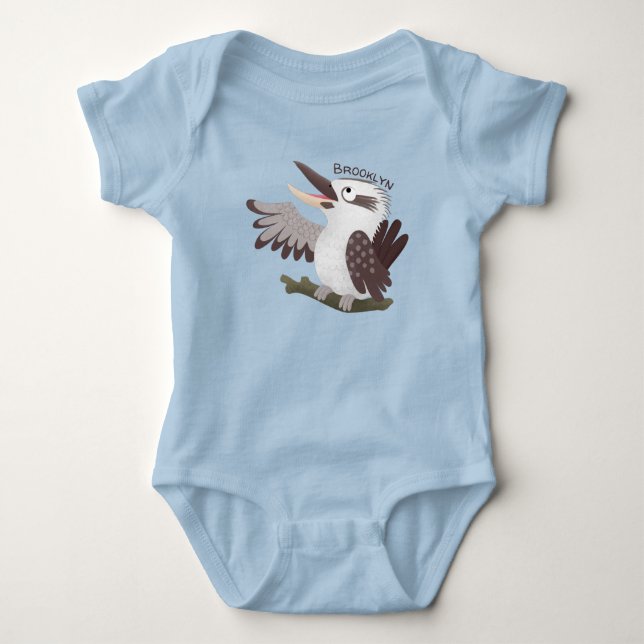 Niedlicher lustiger Lachen kookaburra Cartoon Baby Strampler (Vorderseite)