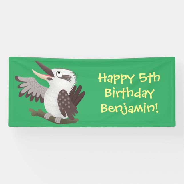 Niedlicher lustiger Lachen kookaburra Cartoon Banner (Horizontal)
