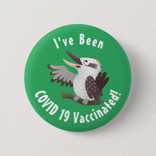 Niedlicher lustiger Lachen kookaburra Cartoon Button (Vorderseite)