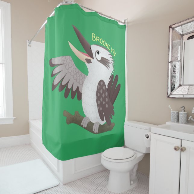 Niedlicher lustiger Lachen kookaburra Cartoon Duschvorhang (Beispiel)