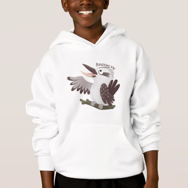 Niedlicher lustiger Lachen kookaburra Cartoon Hoodie (Vorderseite)
