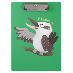 Niedlicher lustiger Lachen kookaburra Cartoon Klemmbrett
