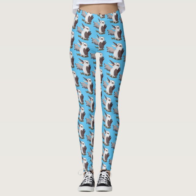 Niedlicher lustiger Lachen kookaburra Cartoon Leggings (Vorderseite)