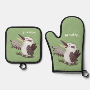 Niedlicher lustiger Lachen kookaburra Cartoon Ofenhandschuh & Topflappen-Set