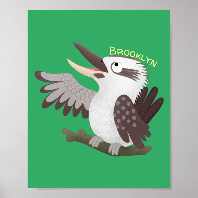 Niedlicher lustiger Lachen kookaburra Cartoon Poster (Vorne)
