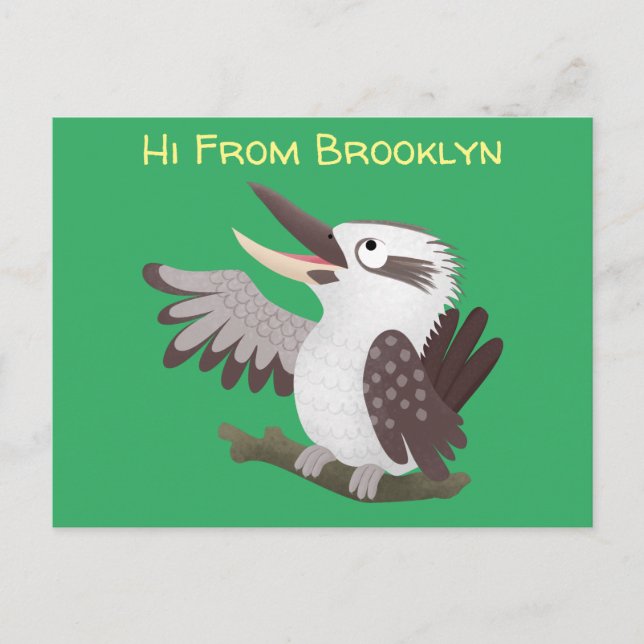 Niedlicher lustiger Lachen kookaburra Cartoon Postkarte (Vorderseite)