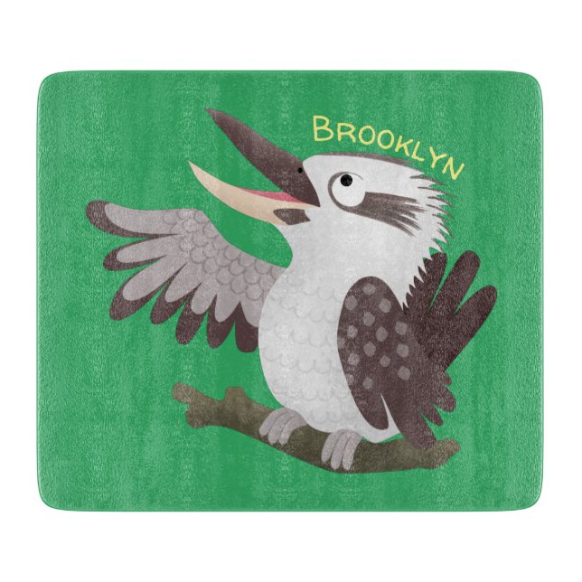 Niedlicher lustiger Lachen kookaburra Cartoon Schneidebrett (Vorderseite)