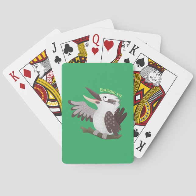 Niedlicher lustiger Lachen kookaburra Cartoon Spielkarten (Rückseite)