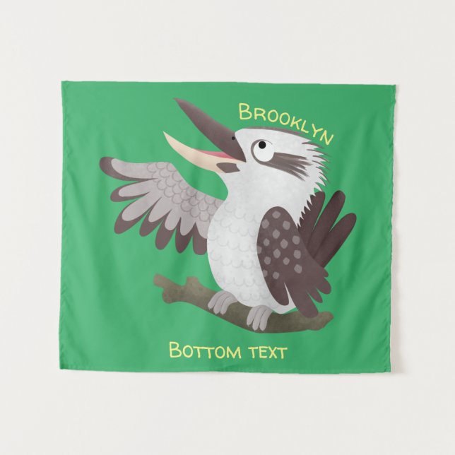 Niedlicher lustiger Lachen kookaburra Cartoon Wandteppich (Vorderseite (Horizontal))