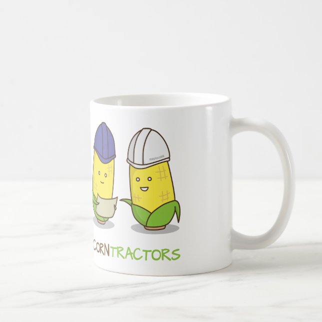Niedlicher lustiger Mais-Auftragnehmer Punny Spaß Kaffeetasse (Rechts)