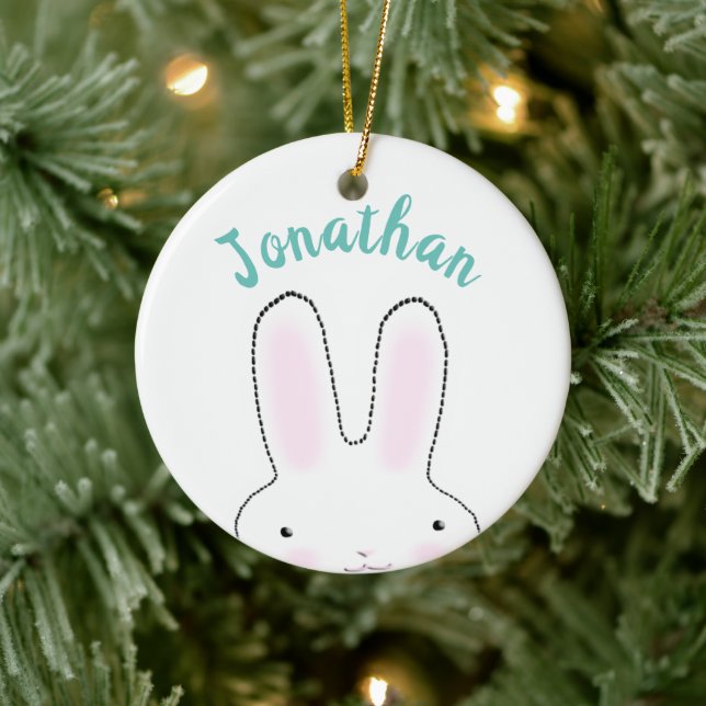 Niedlicher, lustiger Pinkbast Cartoon personalisie Keramik Ornament (Baum)