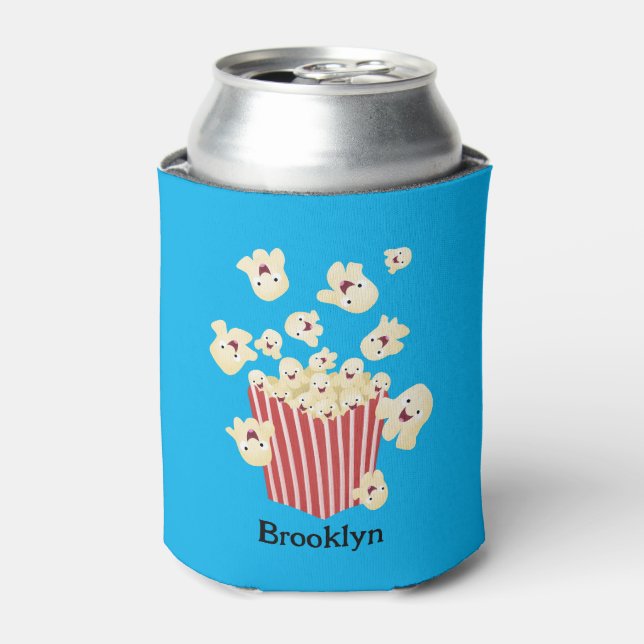 Niedlicher lustiger Popcorn-Cartoon Dosenkühler (Kanne Vorderseite)