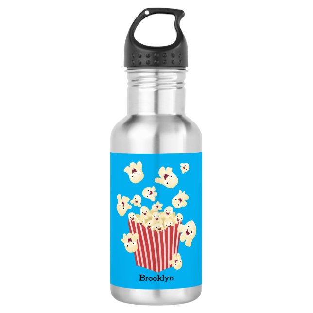 Niedlicher lustiger Popcorn-Cartoon Edelstahlflasche (Vorderseite)