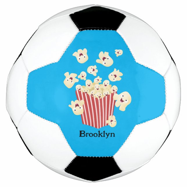Niedlicher lustiger Popcorn-Cartoon Fußball (Vorderseite)