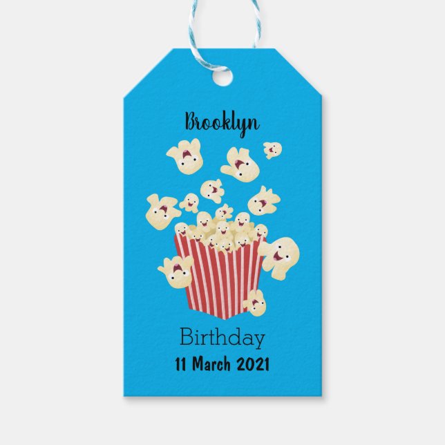 Niedlicher lustiger Popcorn-Cartoon Geschenkanhänger (Vorderseite)