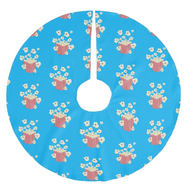 Niedlicher lustiger Popcorn-Cartoon Polyester Weihnachtsbaumdecke (Vorderseite)